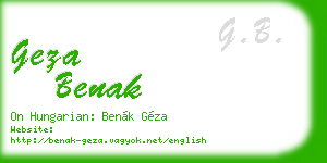 geza benak business card